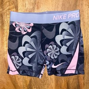 Girls Nike Pro Black & Pink Shorts - medium